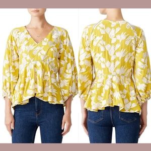 EUC $308 Hunter‎ Bell NY [ XS ] Embroidered Grayson Blouse in Mustard